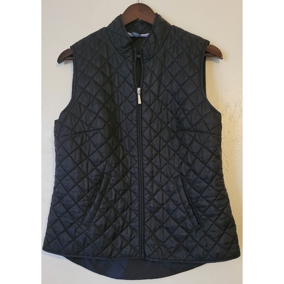 Karen Scott Sport Medium Quilted Black Vest Lightweight Thin Zippered - Picture 7 of 8